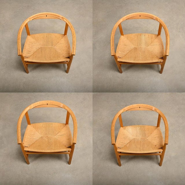 Model PP201 Dining Chairs in Oak and Papercord Seats by Hans J. Wegner for PP Møbler, 1970s, Set of 4 For Sale - Image 11 of 18