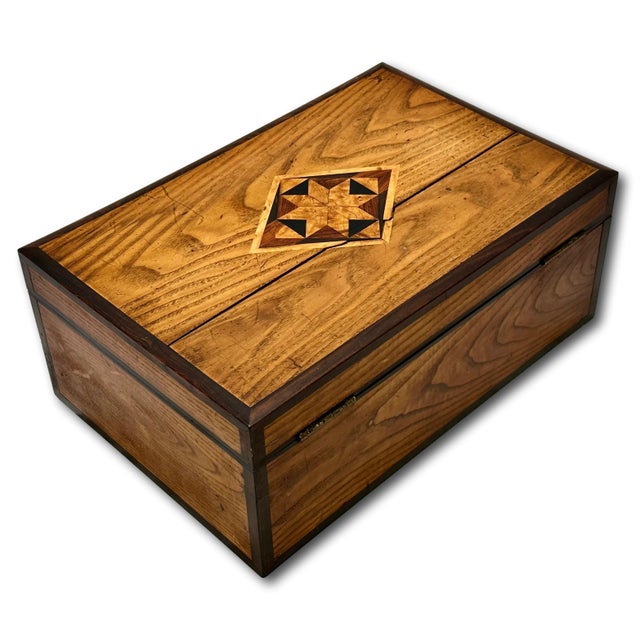 Outstanding Antique Hand Made American Chestnut & Genuine Rosewood Documant Box With Exotic Wood Inlays - Circa 1870s For Sale - Image 10 of 18
