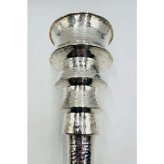 1980s Rare Emilia Castillo Sculptural Silver-Plated Vase or Candle Holder, Mexican For Sale - Image 10 of 17