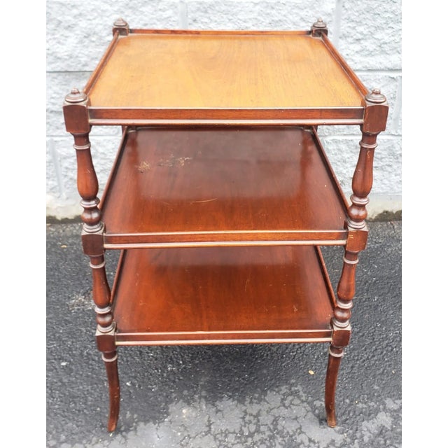 Regency Style Mahogany Three Tier Side Table For Sale - Image 4 of 6