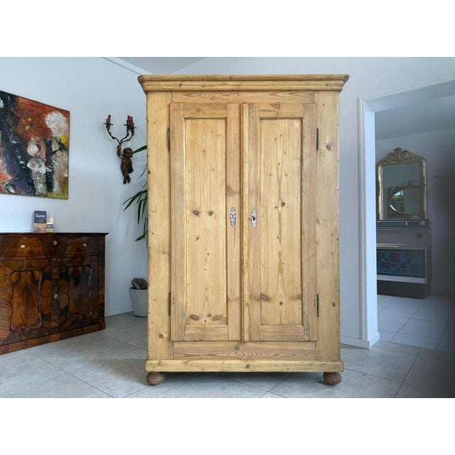 Biedermeier Farmhouse Natural Wood Cupboard in Softwood For Sale - Image 14 of 14