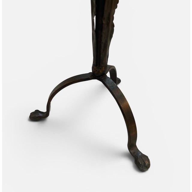 1920s Antique 1920s Wrought Iron Base With Brass Leaf For Sale - Image 5 of 6