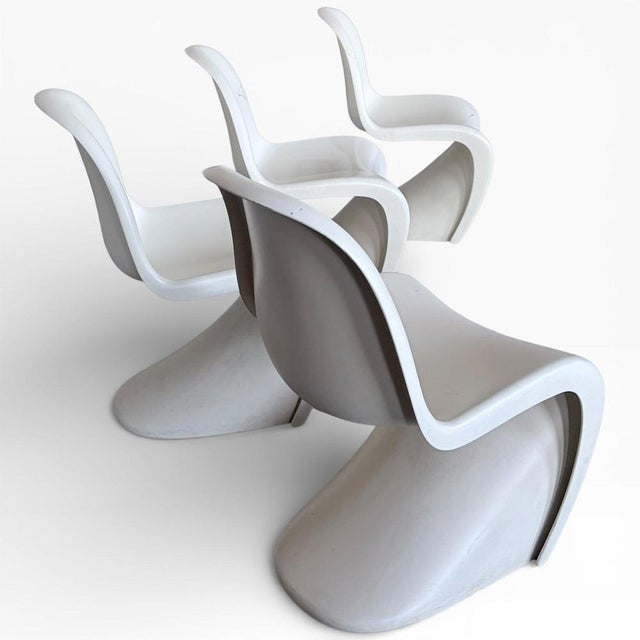 Glass Space Age Fibreglass Chairs by Verner Panton, 1960s, Set of 4 For Sale - Image 7 of 8