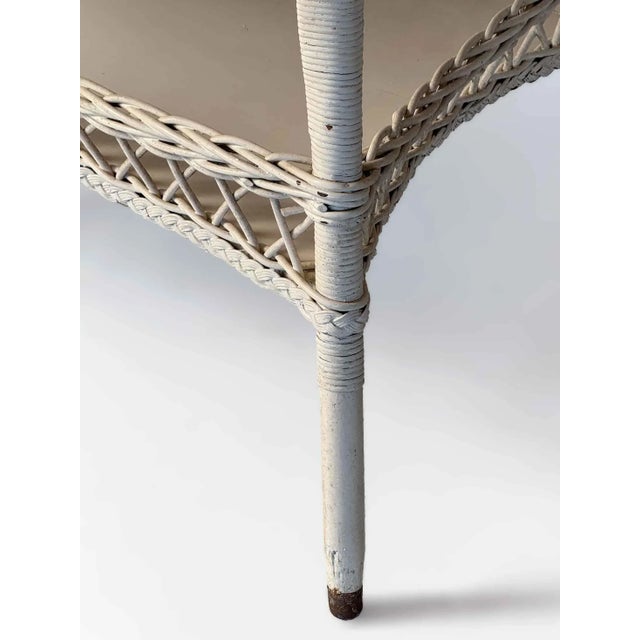 Wood Wicker Table Antique For Sale - Image 7 of 9