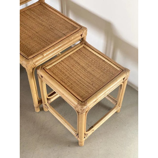 Vintage Bamboo Nesting Tables, 1970s, Set of 3 For Sale - Image 4 of 8