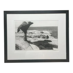 Original 1975 Roger Scott Nude in Australia Coastal Rocks Landscape Photograph