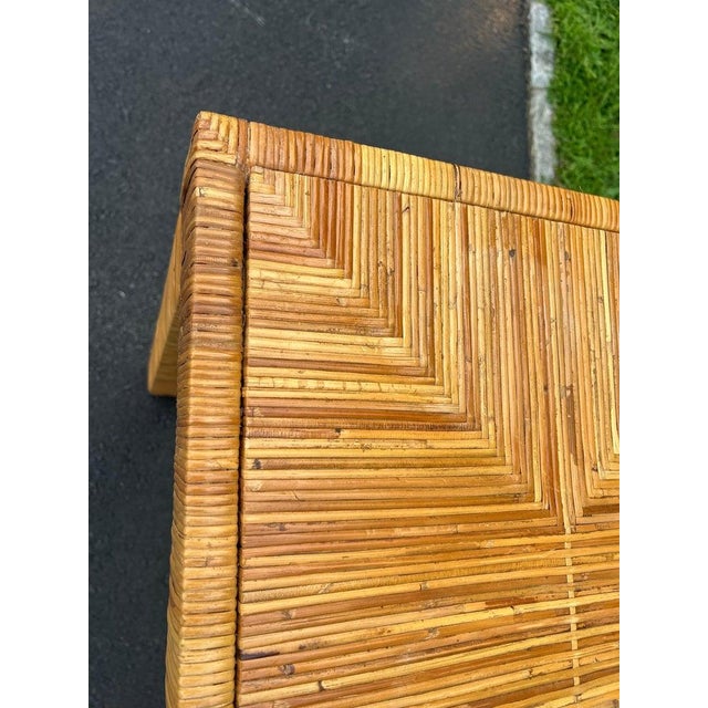 Billy Baldwin Style Wrapped Wicker Console Table With Minimalist Design For Sale - Image 14 of 18