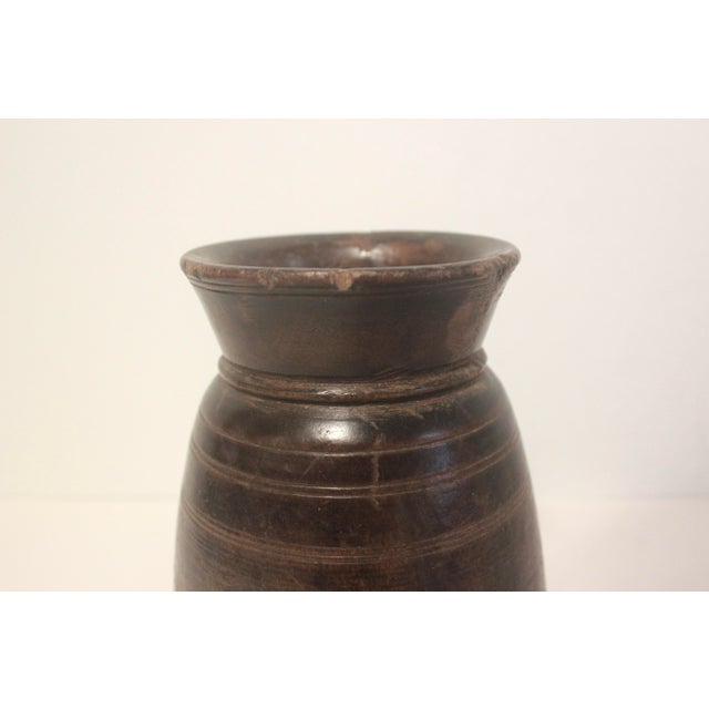 Early 20th Century Primitive Wood Vase With Repair For Sale - Image 11 of 11