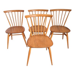 Mid-Century Modern Dining Chairs in Beech and Elm by Lucian Ercolani for Ercol, 1960s, Set of 4 For Sale