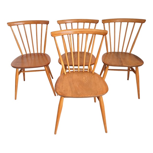 Mid-Century Modern Dining Chairs in Beech and Elm by Lucian Ercolani for Ercol, 1960s, Set of 4 For Sale