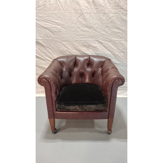 Beautiful set of 4 rolling club chairs with velvet seat cushions. These are great for a card or game table.