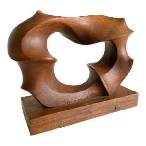Vintage David Anderson Abstract Carved Walnut Sculpture