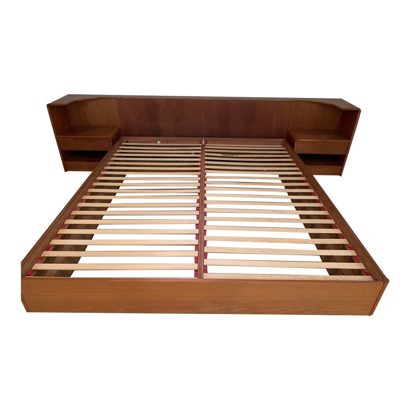 1970s Mid Century Danish Teak California King Floating Bedframe With