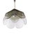Elegant pendant light with large and heavy, clear and green murano glass petals on a metal frame and a big bubble glass...