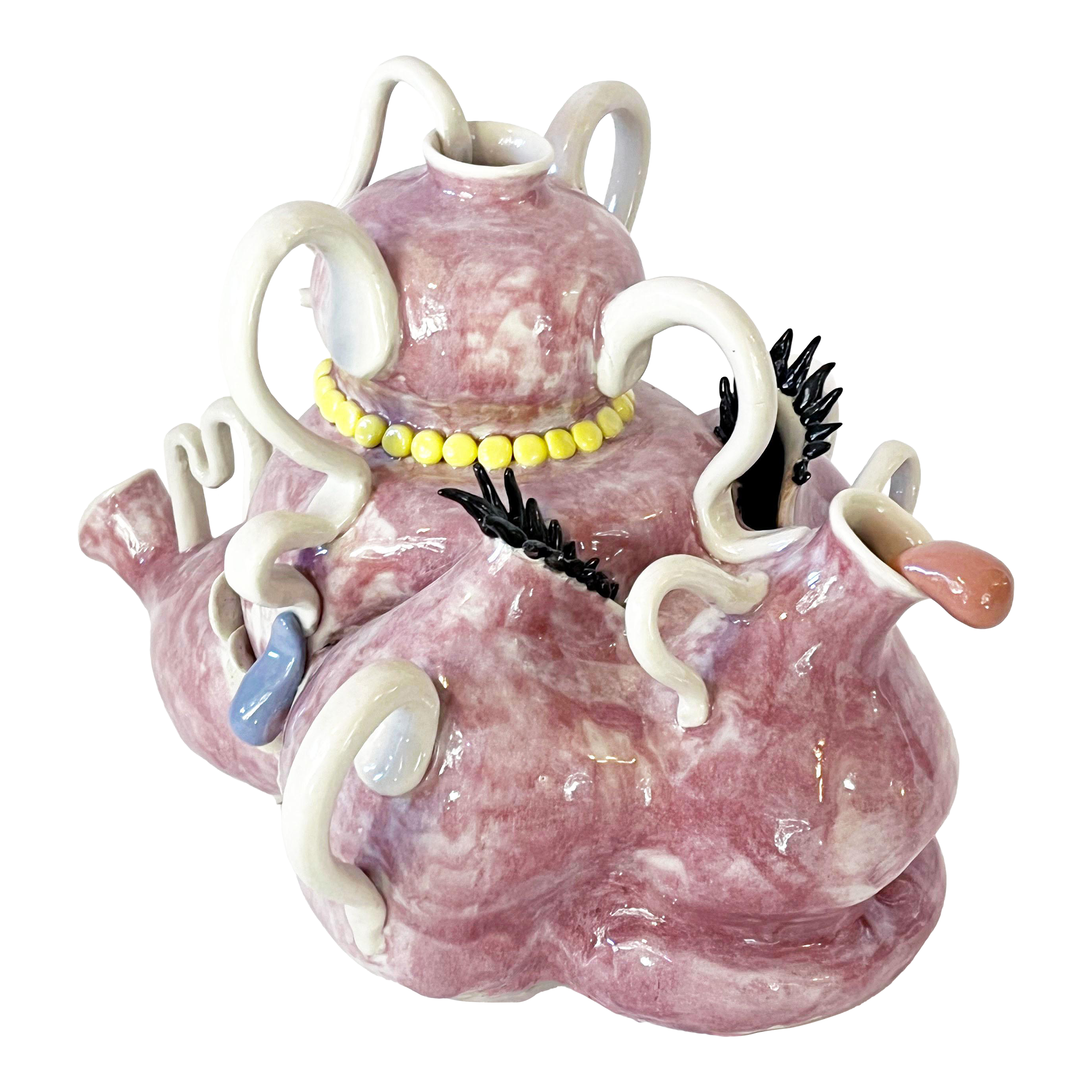 Kartoon ベッカム　ブロンズ像　美品 Contemporary Abstract Colorful Pink Porcelain Sculpture by Jeremy