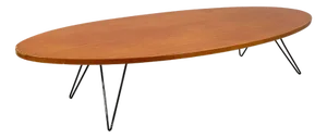 Mid-Century Modern Italian Oval Coffee Table in Wood and Black Metal, 1960s