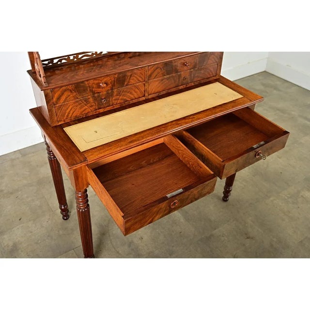 French 19th Century Mahogany and Leather-Top Writing Desk For Sale - Image 9 of 10
