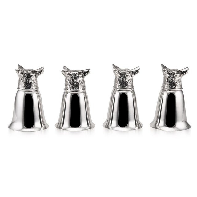 Mid 20th Century Italian Silver Plated Fox Stirrup Cups, 1970s, Set of 4 For Sale - Image 7 of 13