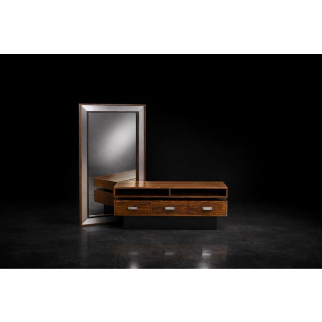 Mid-Century Modern Vintage Scandinavian Ambassador Console with Mirror from Fröseke Nybrofabriken Ab, 1970s, Set of 2 For Sale - Image 3 of 18