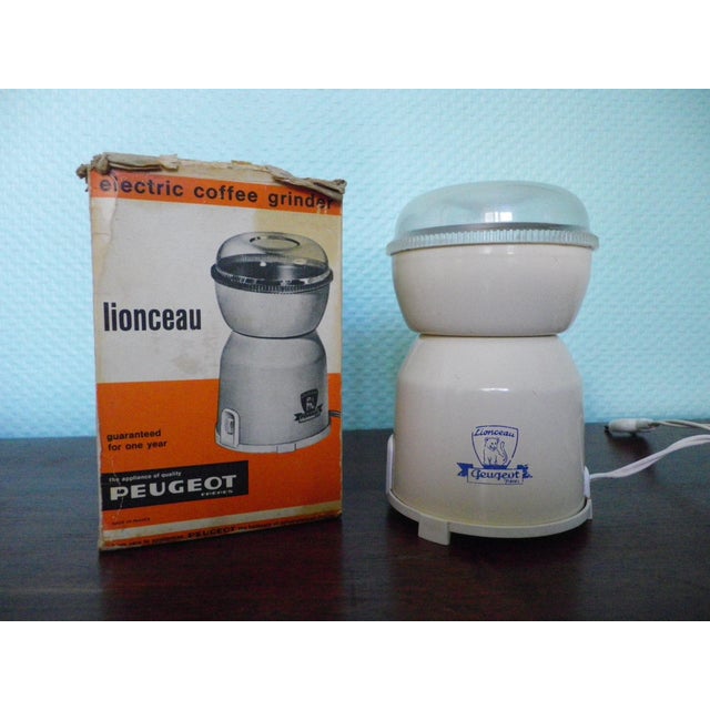 Peugeot Le Lionceau electric coffee grinder in its original box Functional, 1970s, France Height 15.5 cm Iconic Moulinex...