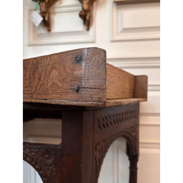 17th Century Antique Jacobean James I Joined Oak Console Table With Drawer For Sale - Image 5 of 12