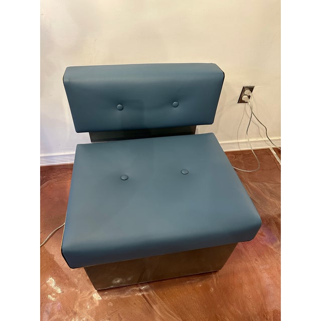 Italian Pair of Stainless Steel Frame Lounge Chairs For Sale - Image 3 of 8