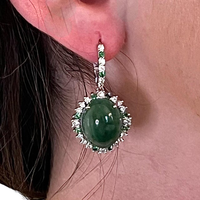 Garnet Tsavorite & Diamond Earrings 14k WG 22.44 TCW Certified For Sale - Image 13 of 13