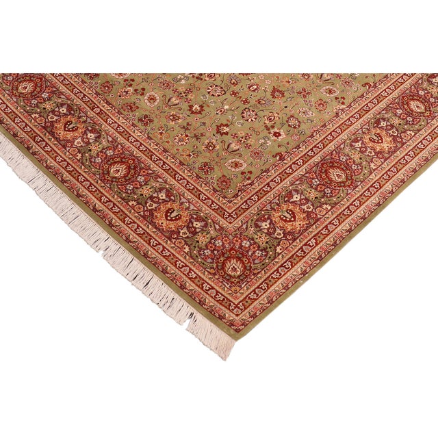 Shabby Chic Shabby Chic 1990's Green/Aubergine Wool Rug - 8'0'' X 10'5'' For Sale - Image 3 of 9