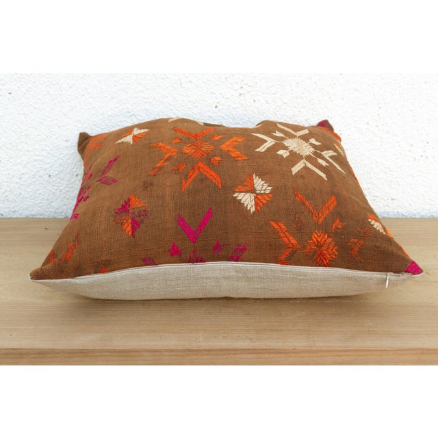 Tribal Eternal Flowers, Antique Phulkari Pillow Cover For Sale - Image 3 of 6