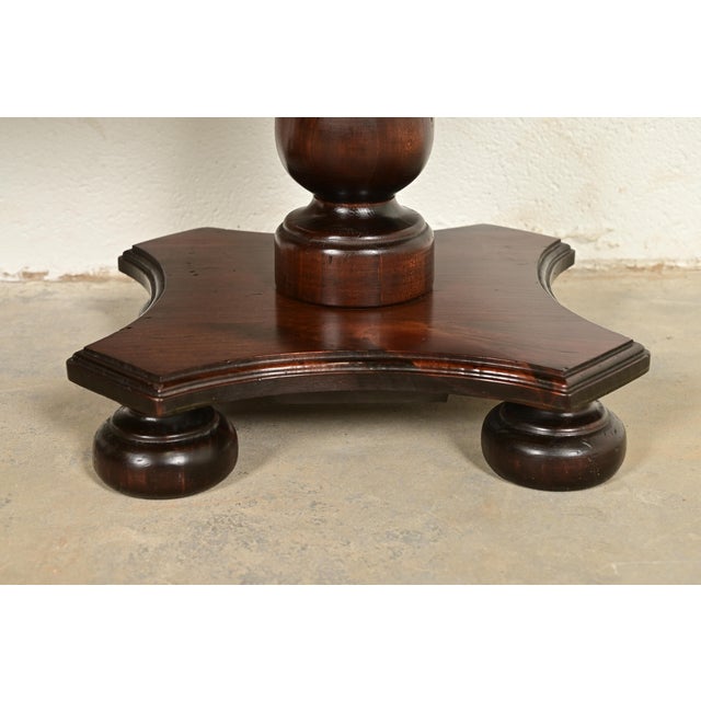 Brown Ethan Allen Early American Solid Pine Pedestal Side Tables, Pair For Sale - Image 8 of 10