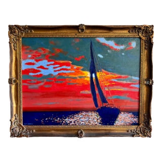 George T. Chakos Fine Art "Sunset Sail" Oil on Canvas For Sale