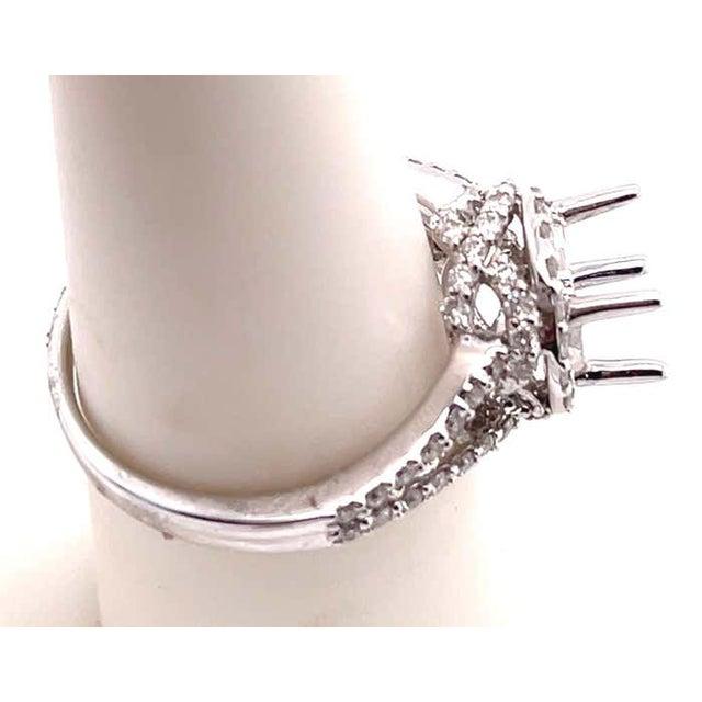 18 Karat White Gold Round Engagement Ring Setting Diamond Halo And Two Row Band Size 6.5 0.80 total diamond weight. 4.42...