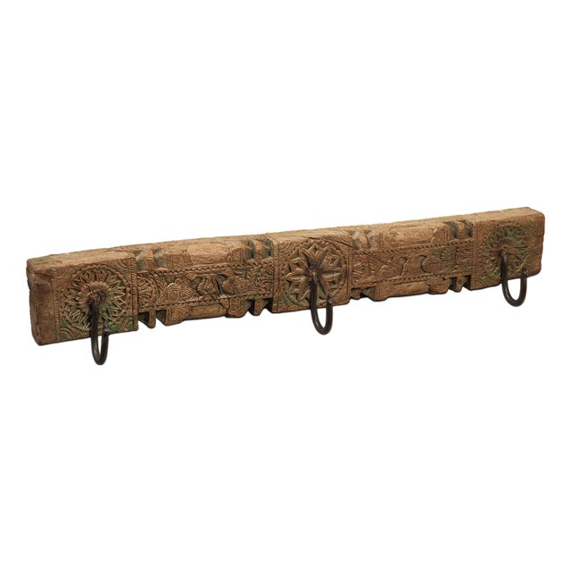 Vintage Carved Door Fragment Coat Rack, 1960s For Sale
