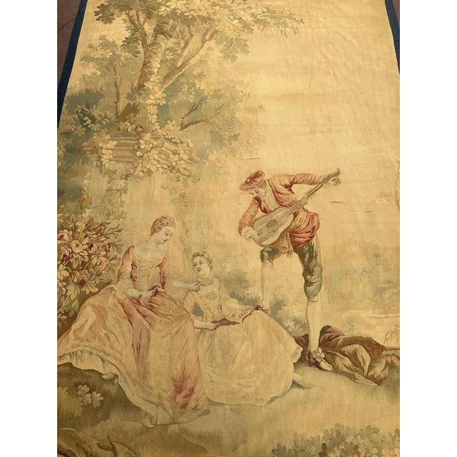 Very beautiful late 19th century French Aubusson tapestry with a nice design in the garden, two women sitting and talking...