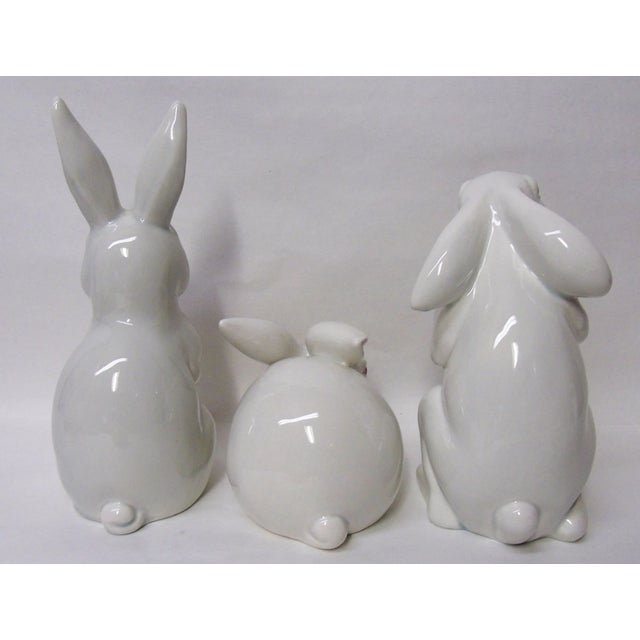 Mid-Century Modern Vintage Fitz & Floyd Japan White Easter Rabbit Figurines-Set of 3 For Sale - Image 3 of 6