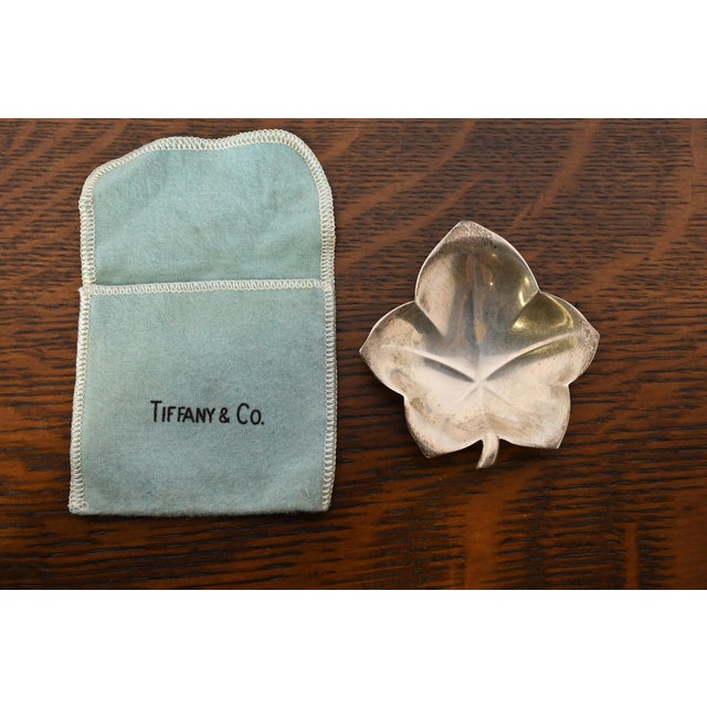 Silver Tiffany & Co. Sterling Silver Leaf Form Jewelry Trinket Dishes or Catchall Trays, Pair For Sale - Image 8 of 9