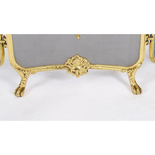 Antique French Rococo Gilt Bronze Flaming Torch Triple Fire Screen, 1870s For Sale - Image 6 of 12