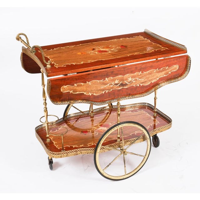Mid-Century Italian Marquetry Drinks Trolley, Sorrento, 1960s For Sale - Image 10 of 18