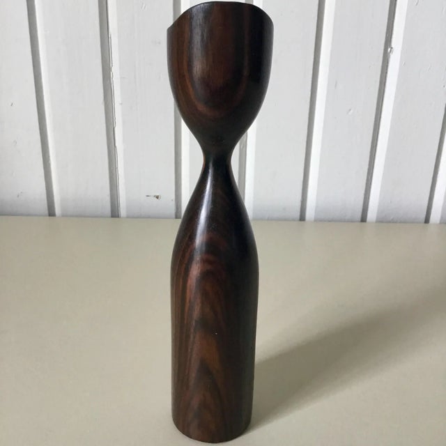 Mid-Century Modern Danish Modern Hand Turned Rosewood Candlestick For Sale - Image 3 of 6