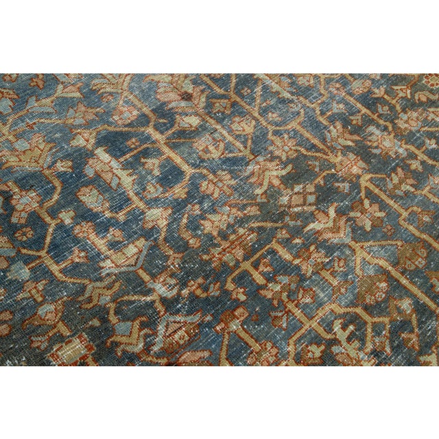 Blue 1910s Allover Antique Persian Heriz Wool Rug For Sale - Image 8 of 9