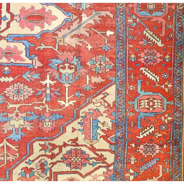 Late 19th Century Antique Persian Serapi Rug 10’4” X 12’0" For Sale - Image 5 of 18