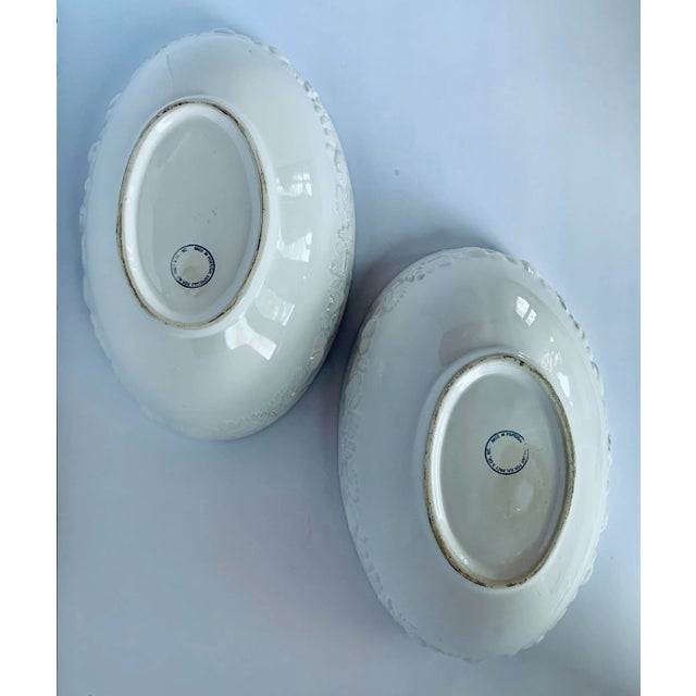 Vintage Portuguese Blanc De Chine Ceramic Oval Decorative Bowls- a Pair For Sale In San Antonio - Image 6 of 11