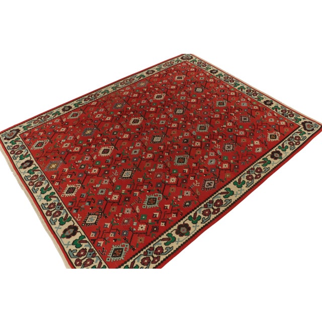 Over 80 Years Old Originating From Turkey Between 1920-1930, This Antique Kilim Rug Hosts An Exquisite, Balanced Medley Of...