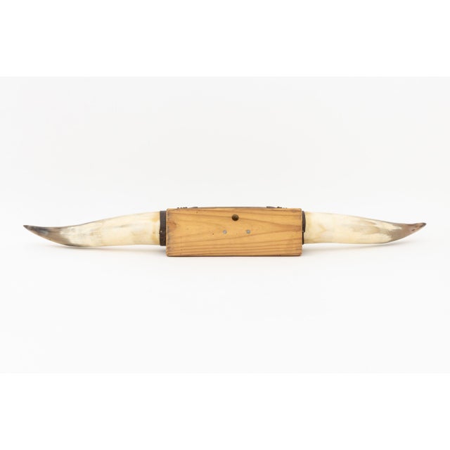 Antique White Leather Wrapped Steer Bull Horn For Sale - Image 8 of 10