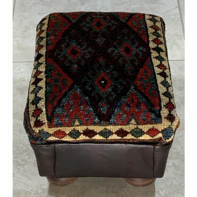 1960s Hand Woven Rug Upholstered Foot Stool For Sale - Image 9 of 11