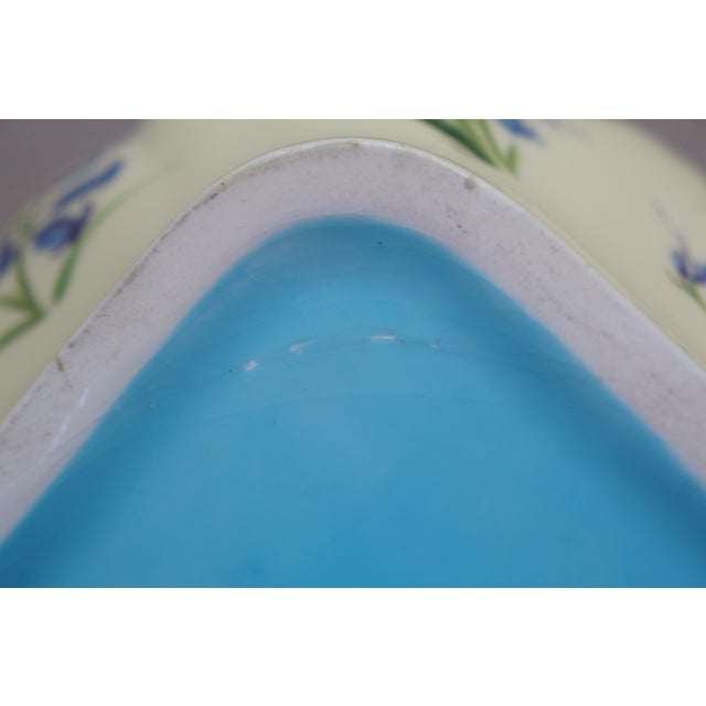 Antique Minton England Turquoise Floral Bluebell Serving Bowl For Sale - Image 15 of 15