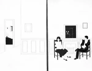 "Masculine - Feminine" Contemporary Minimalist Black and White Diptych Prints - a Pair