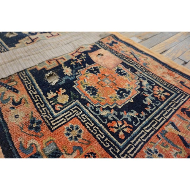 Chinese 1930s Small Greek Key Size Wool Pile Antique Rare Chinese Saddle Horse Cover For Sale - Image 3 of 5