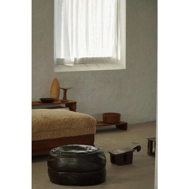 Black Vintage French Black Leather Pouf with Slouchy Form, 1960s For Sale - Image 8 of 18