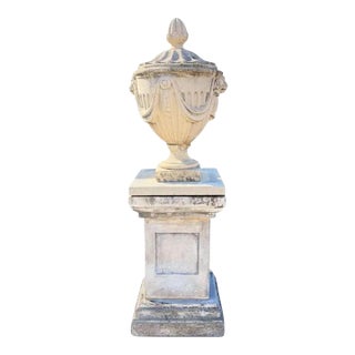 Classical Lion-Handled Urn on Pedestal For Sale